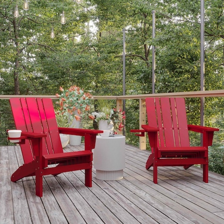 Flash Furniture Red Adirondack Patio Chairs with Cupholder, 2PK 2-LE-HMP-1045-10-RD-GG